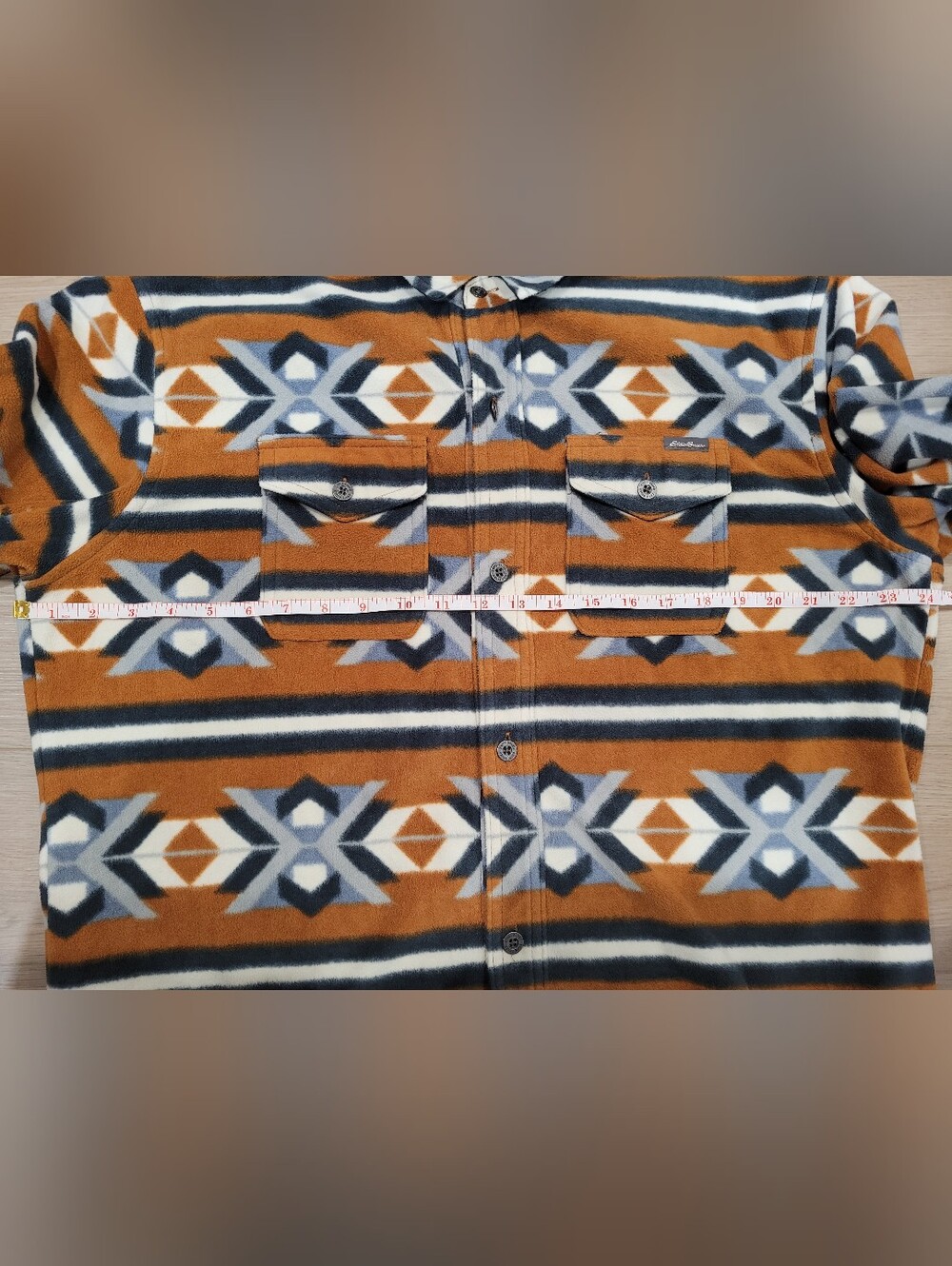Eddie Bauer Men's Chutes Microfleece Long Sleeve Button Down Aztec Sweater - Picture 4 of 9